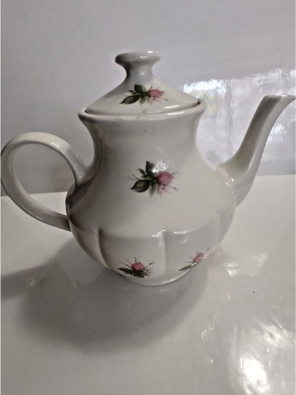 Vintage Arthur Wood & Son teapot "5585" pink and white roses 1955 - Picture 6 of 14